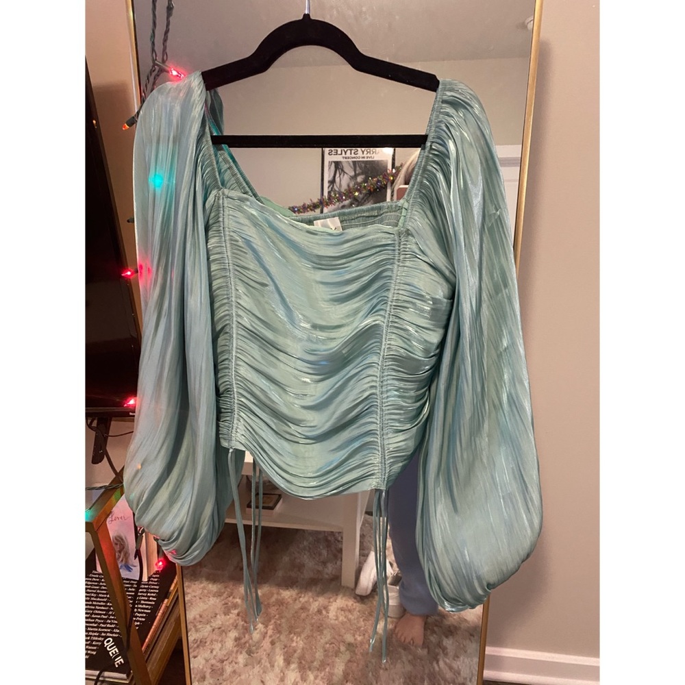 NWOT Revolve Line & Dot Mint Teal Ruched Crop Top